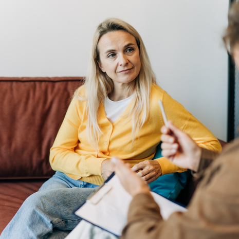 two women talking