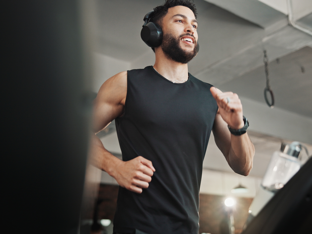 Man working out in gym.