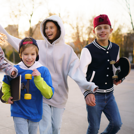 Young teens having fun together