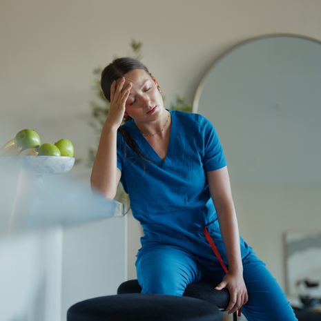 Tired nurse resting after a long day