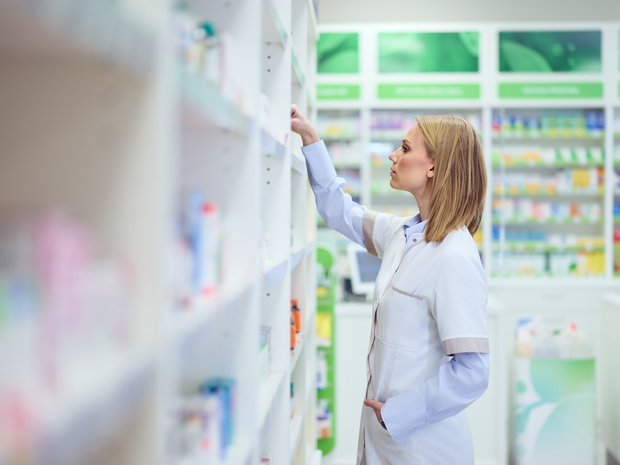 Pharmacist selects from prescriptions