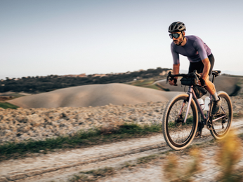 cyclist on a gravel road