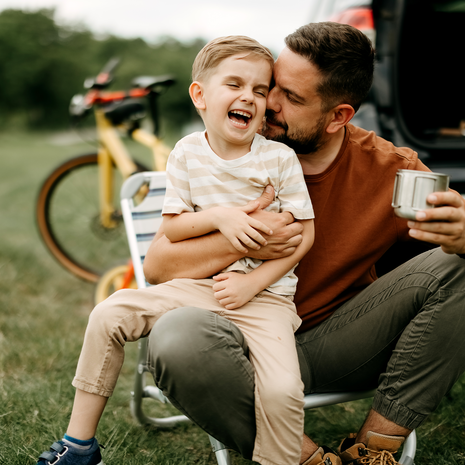 Man with his young son enjoying the outdoors