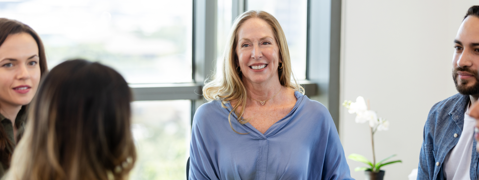 A supportive group listens to each other.