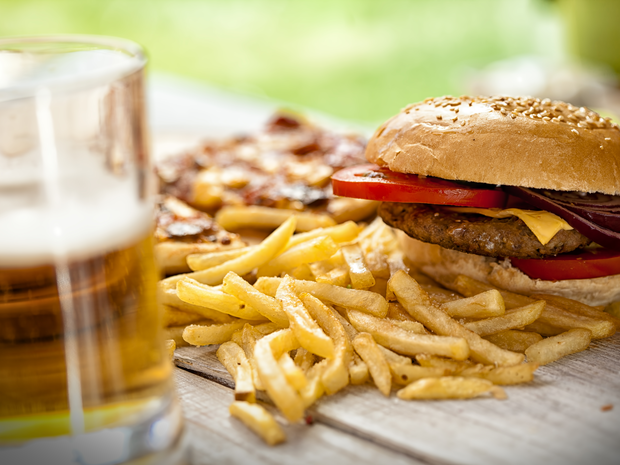 Beer, burgers, and pizza