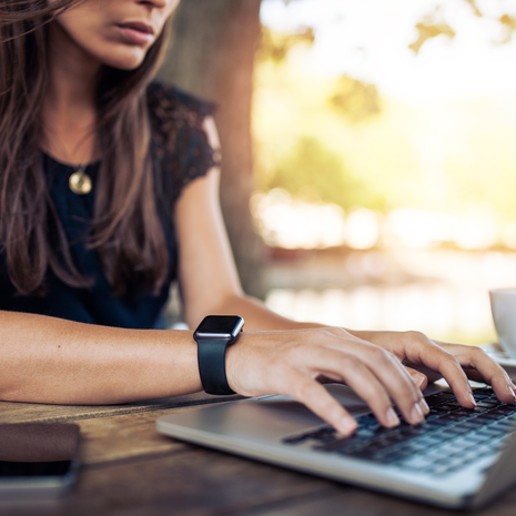 Woman using a laptop computer