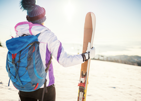 A person with skis