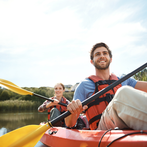 A couple kayaking.