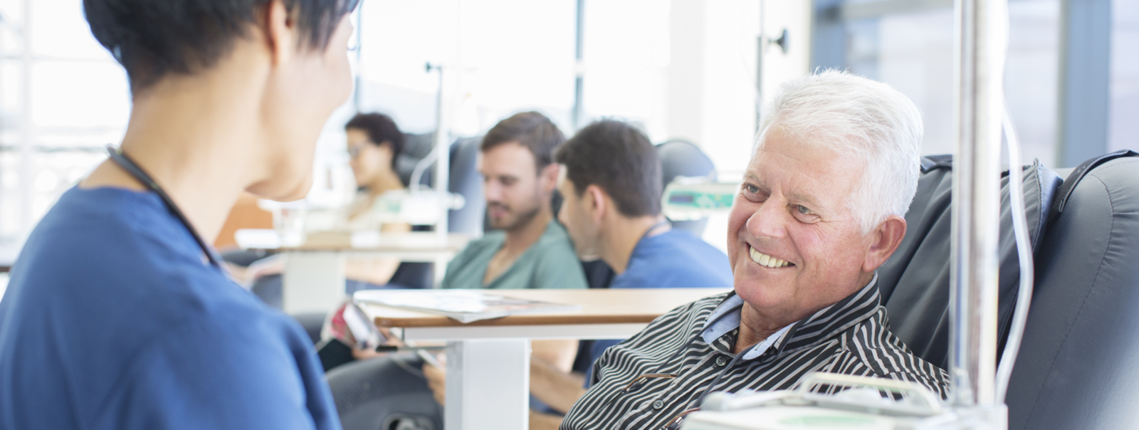 Man beginning chemotherapy treatment