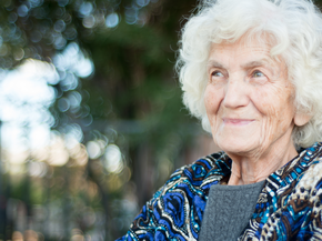 Older woman looking content