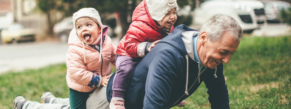 Grandpa playing with his grandkids