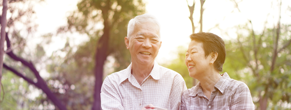 A couple walking outside