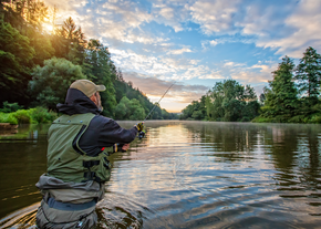 Older man going fishing