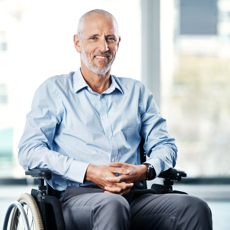 Mature man sitting in a wheelchair