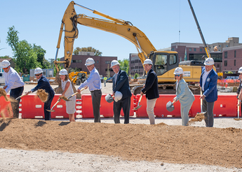 Groundbreaking ceremony for St. Luke's new construction.