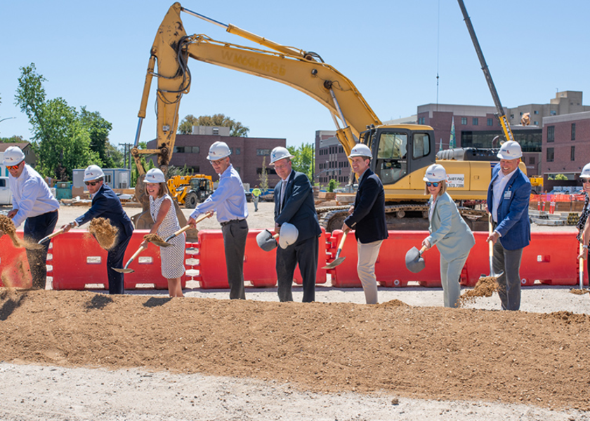 Groundbreaking ceremony for St. Luke's new construction.