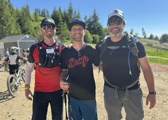 Mitchell Bliss, Tim Shaffer, and Kyle Holbrook together at a mountain bike event.