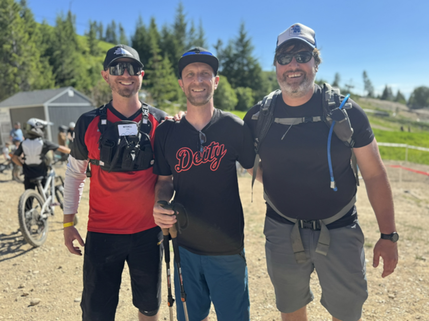 Mitchell Bliss, Tim Shaffer, and Kyle Holbrook together at a mountain bike event.