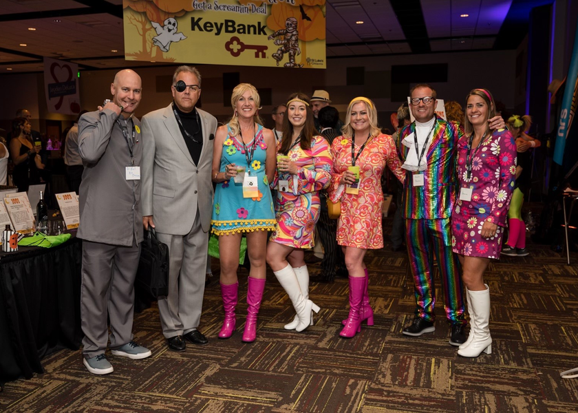 Partygoers dressed in costume