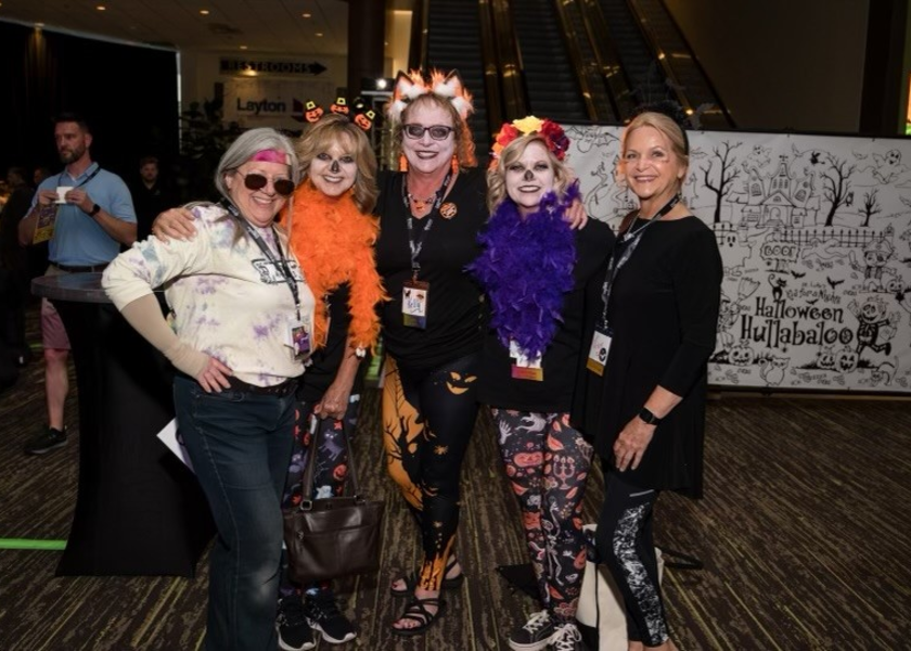  Partygoers dressed in costume