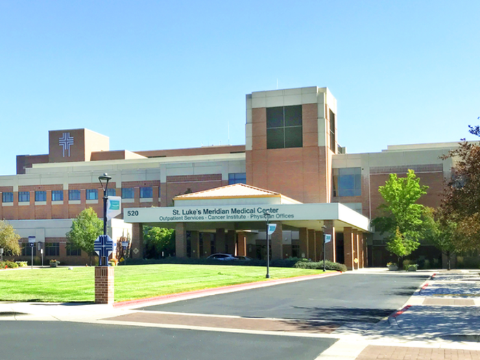 Street view of St. Luke's Meridian medical office building where the Patient Financial Services office is located.