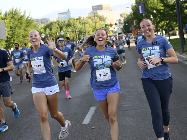 Group of friends running the FitOne 5K