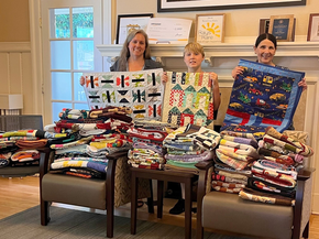 Volunteers sort through donated items