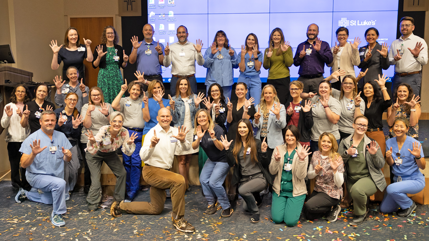 St. Lukes staff celebrating.