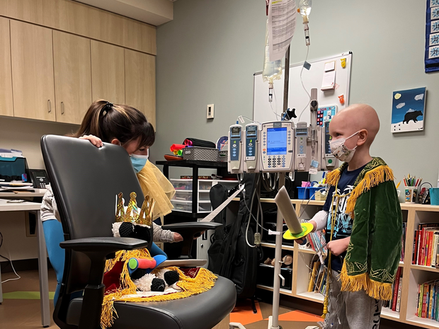 Young boy in knight costume