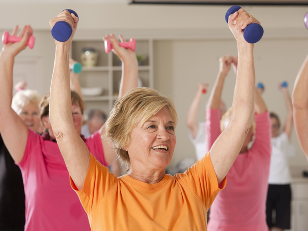 Women working out in a gym