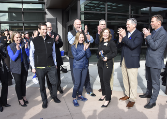 Ribbon cutting celebration at new St. Luke's facility.