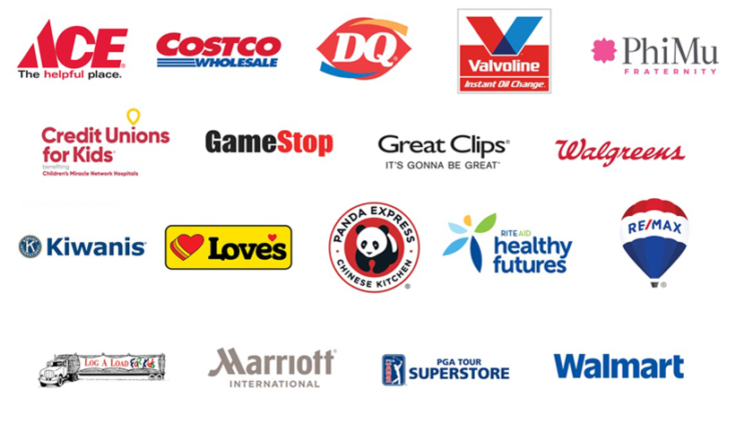 Company logos that support the Children's Miracle Network.