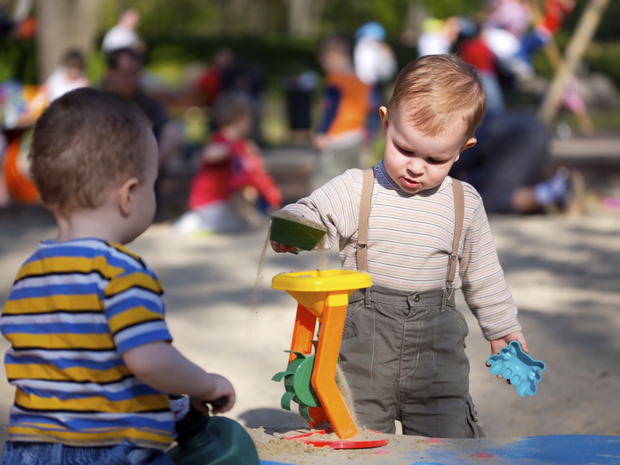 Young children playing outside
