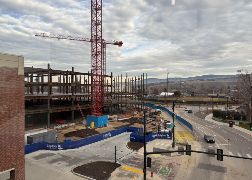 Recent photo of progress on St. Luke's new tower. 