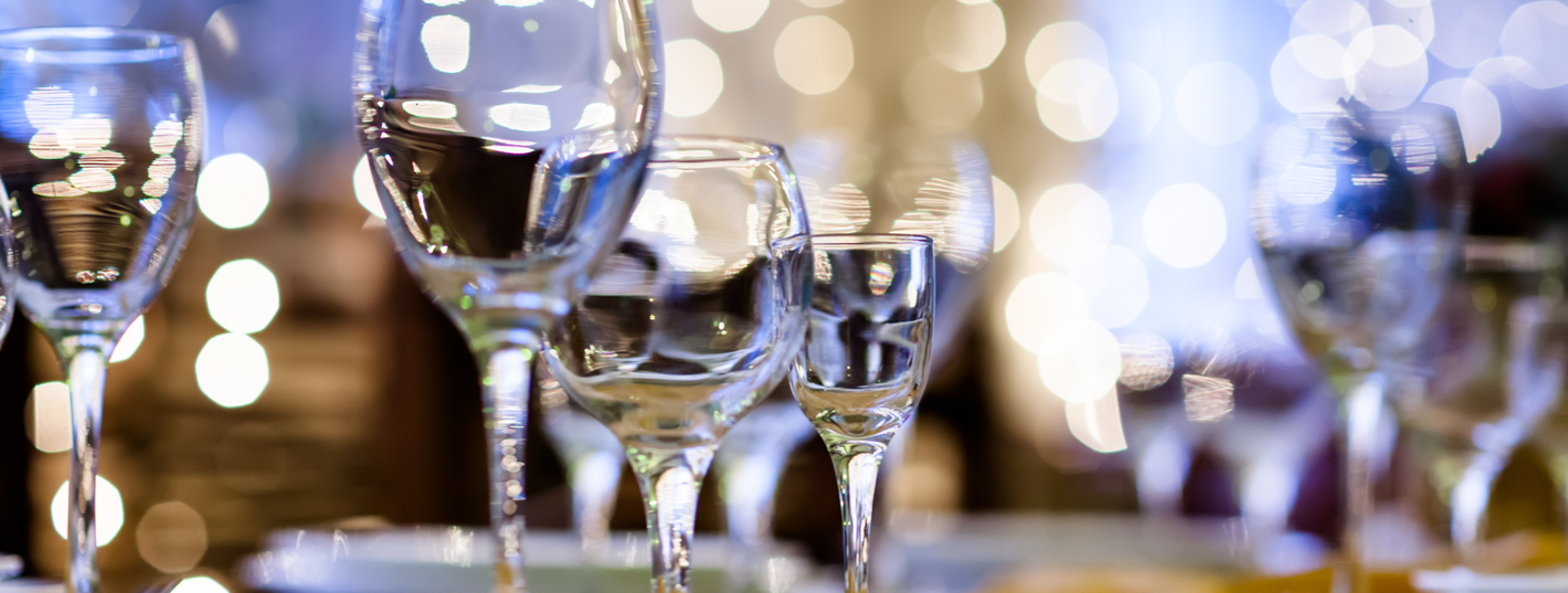 Wine glasses on a table