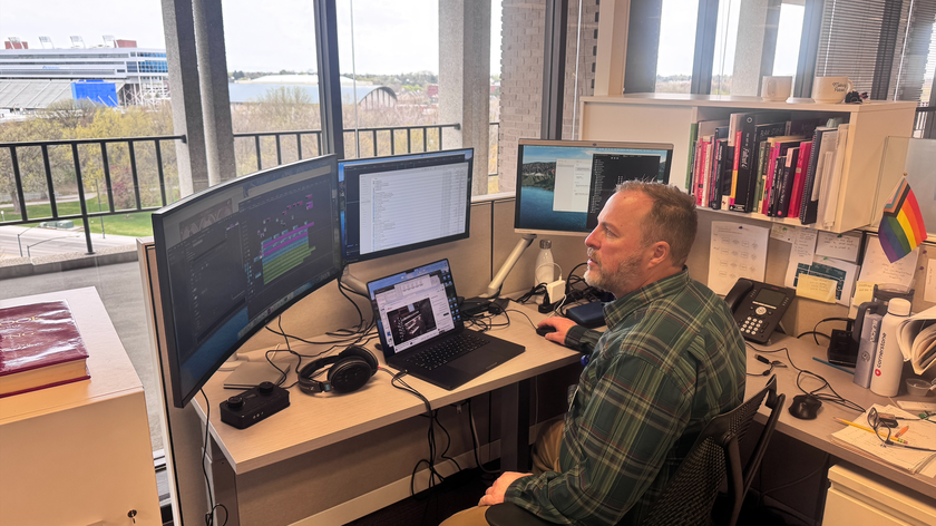 Rick Vincent at his desk.