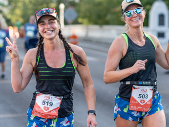 two women running the FitOne half marathon