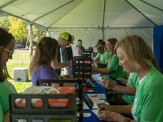 Packet pickup tent at Ann Morrison Park