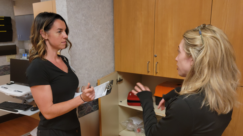 Two women in conversation