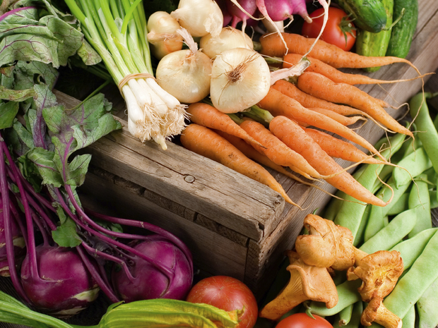 Vegetables on a table.